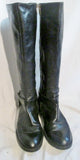 Womens ENZO ANGIOLINI SAUL LEATHER Moto RIDING BOOT BLACK 8.5 Harness Buckle
