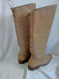 Womens MARKON Steampunk LEATHER Lace Back RIDING BOOT 7.5 BROWN WHEAT CHESTNUT
