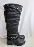 Womens CARLOS SANTANA CASSIE Vegan Faux LEATHER Punk BOOTS BLACK 8.5 Chain Strap