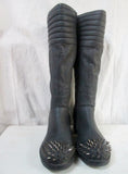 Womens DOLLHOUSE Vegan Cyberpunk Stud Chain SPIKE Combat BOOT 7.5 BLACK