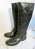Womens ENZO ANGIOLINI SAUL LEATHER Moto RIDING BOOT BLACK 8.5 Harness Buckle