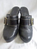 Womens COACH CANDACE Leather High Heel Clogs Mules Shoes BLACK 6.5