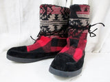 NEW MADDEN GIRL Aztec Maya Tapestry ANKLE BOOT WESTERN SHOE BLACK RED 8.5 Ethnic