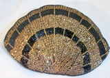 SCALLOP Beaded MERMAID evening bag clutch purse wallet BLACK SHELL COPPER Vegan