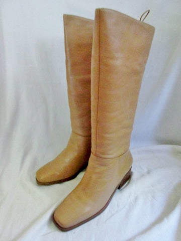 Womens MARKON Steampunk LEATHER Lace Back RIDING BOOT 7.5 BROWN WHEAT CHESTNUT