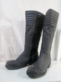 Womens DOLLHOUSE Vegan Cyberpunk Stud Chain SPIKE Combat BOOT 7.5 BLACK