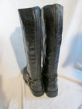 Womens ENZO ANGIOLINI SAUL LEATHER Moto RIDING BOOT BLACK 8.5 Harness Buckle