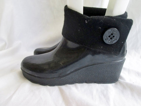 Womens SPERRY TOP SIDER SADIE Ankle Wellies Rain Boots Gumboots BLACK 7 Vegan