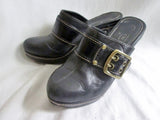 Womens COACH CANDACE Leather High Heel Clogs Mules Shoes BLACK 6.5