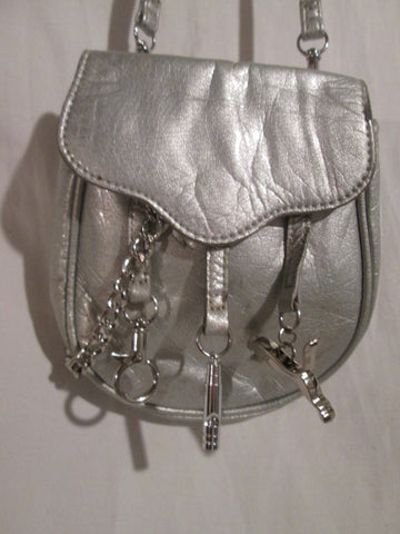 PUMA vegan mini messenger shoulder crossbody belt waist bag wallet SILVER METALLIC