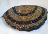 SCALLOP Beaded MERMAID evening bag clutch purse wallet BLACK SHELL COPPER Vegan