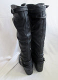 Womens CARLOS SANTANA CASSIE Vegan Faux LEATHER Punk BOOTS BLACK 8.5 Chain Strap