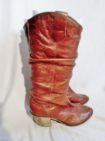 Womens STEVE MADDEN LEATHER Cowboy Slouch BOOT WESTERN BROWN 8.5 Boho