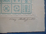 Signed MARY RUTHERFORD Country Sampler LITHOGRAPH Frame Print ART Quilt