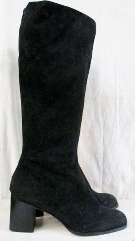 NINE WEST Knee High Suede LEATHER RIDING BOOTS Shoes Industrial BLACK 10