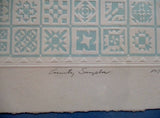 Signed MARY RUTHERFORD Country Sampler LITHOGRAPH Frame Print ART Quilt