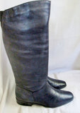 Womens WORTHINGTON Knee High LEATHER Moto RIDING BOOT BLACK 7.5