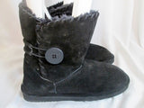 Womens LAMO ESSENTIAL SNOWMASS BUTTON Short Suede Winter BOOTS 9 BLACK Shearling