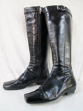 Womens CLAUDIA CIUTI Knee High Leather Moto Riding Boot Rocker BLACK 6.5 Shoe