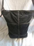 TIGNANELLO suede leather hobo satchel shoulder bucket bag crossbody BLACK