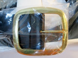 NEW NWT CELINE PARIS WIDE BUCKLE LARGE Leather BELT S BLACK GOLD NIB
