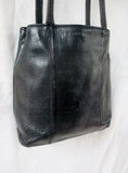 NINE WEST leather hobo satchel shoulder sling bag BLACK S bucket barrel tote