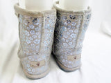Kids Girls BEARPAW BETSEY YOUTH short suede boot sheepskin shearling 3 SILVER