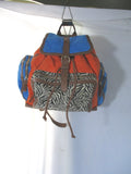 NWT NEW PIERRE HARDY BACKPACK RUCKSACK Bag ORANGE ZEBRA BLUE Leather
