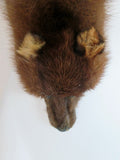 Vintage Genuine 47" MINK FUR SCARF Stole Neck Belt Boa Collar Tail BROWN WOW!