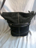 TIGNANELLO suede leather hobo satchel shoulder bucket bag crossbody BLACK