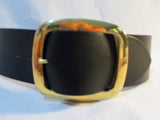 NEW NWT CELINE PARIS WIDE BUCKLE LARGE Leather BELT S BLACK GOLD NIB