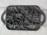Vtg 1984 John Wright Cast Iron ANIMAL PUZZLE Muffin Cake PAN Mold Chocolate