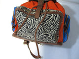 NWT NEW PIERRE HARDY BACKPACK RUCKSACK Bag ORANGE ZEBRA BLUE Leather