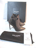 NEW NIB SAINT LAURENT PARIS Stiletto Heel BOOT Bootie 36.5 GREY EARTH