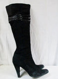 CALVIN KLEIN WAVERLY Leather Suede Knee High Goth BOOT Shoe BLACK 10