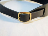 NEW NWT CELINE PARIS WIDE BUCKLE LARGE Leather BELT S BLACK GOLD NIB
