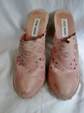 Womens STEVE MADDEN LENNIE Leather Clog High Heel Slip-On Mules 9 PINK BEIGE