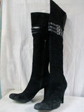CALVIN KLEIN WAVERLY Leather Suede Knee High Goth BOOT Shoe BLACK 10
