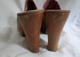Womens STEVE MADDEN LENNIE Leather Clog High Heel Slip-On Mules 9 PINK BEIGE