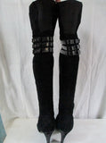 CALVIN KLEIN WAVERLY Leather Suede Knee High Goth BOOT Shoe BLACK 10