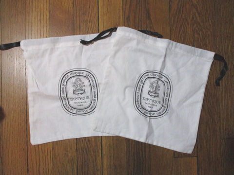 Set 2 10" DIPTYQUE PARFUMEUR PERFUME Dust Bag Dustbag Drawstring Cover Travel Storage