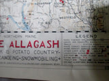 Vtg 1970 PHILLIPS MAP OF NORTHERN MAINE Chart NEW BRUNSWICK Hunt Fish