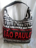 ROBIN RUTH Signature Sao Paulo Brazil Vegan Hobo Shoulder Bag BLACK RED WHITE L