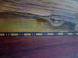 Vtg 1968 Signed "TWIN ELMS" Landscape Wood Marquetry Picture Handmade Inlaid Folk Art