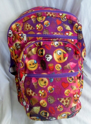 TOP TRENZ BACKPACK EMOJICON Shoulder Rucksack Travel BAG PURPLE