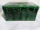 Vintage Antique 1834 BOWERY SAVINGS BANK REPLICA FIRST MONEY CHEST Coin GREEN Ceramic Pottery