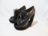 NEW ALAIA PARIS PYTHON PLATFORM Sandal Shoe 36.5 6 BLACK NWT Womens