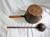 Vtg 300 Cast Iron Sauce Pan + Ladle 8.5" Pot Pan Cooking Camping Sits Flat