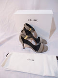 NEW CELINE PARIS Strappy Open Sandal Suede ITALY Shoe 36 6 Light KHAKI GRAY Womens