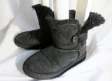 Kids Girls UGG AUSTRALIA 5991Y BAILEY BUTTON Suede Winter BOOTS Shoe BLACK 5 Snow